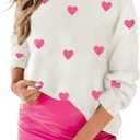 MARZXIN Women 2026 Casual Holiday Love Sweaters Round Neck XOXO Sweater St Patrick Tops Merry Christmas Heart Sweatshirt (White, XL)