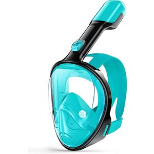 Greatever Full Face Snorkel Mask, Snorkeling Gear for Adults with Latest Dry Top Breathing System and Detachable Camera Mount, Foldable Snorkel Mask Adult, Snorkels Anti-Fog & Anti-Leak (Large-X-Large, Greenblack)