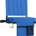 Stadium Seat for Bleachers with Back Support, Portable Bleacher Seat with Wide Comfy Padded Cushion, Metal Hook, Folding Stadium Chair with Shoulder Strap, Carry Handle, Cup Holder (Blue)