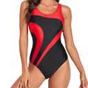 Womens Athletic One Piece Swimsuit Racerback Competitive Training Bathing Suit (L)