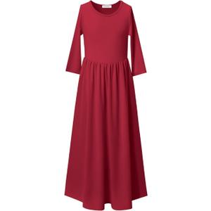 Perfashion Girls Maxi Dress,Cotton,Casual,Sleeveless/Long Sleeve Crew 14-15YO