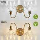 Antique 2-Light Wall Sconce Modern BathroomVanity Light Gold Wall Light Made of Metal Body and Pressed Patterned Glass Retro Vanity Light for Bedroom, Bathroom, Doorway, Foyer, Hallway