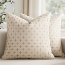 MIULEE Burlap Linen Decorative Christmas Throw Pillow Covers Pack of 2 Modern Farmhouse Pillowcases Rustic Woven Textured Cushion Cover for Sofa Couch Bed 20x20 Inch Beige