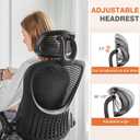 Sweetcrispy Office Computer Desk Chair, Ergonomic High-Back Mesh Rolling Work Chairs with Wheels and Adjustable Headrests, Comfortable Lumbar Support, Comfy Flip-up Arms for Home, Bedroom, Study,Black, Flip-up Armrest, 20.08"D x 20"W x 53"H