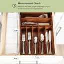 KitchenEdge Silverware Organizer - Cutlery, Flatware, and Utensil Holder for Kitchen Drawers, Fixed 10.5 Width, 7 Storage Compartments, Non-Slip Feet, Rounded Corners, Acacia Wood