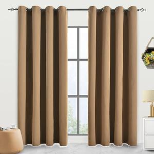 Blackout Curtains for Bedroom Thermal Insulated Light Blocking Room Darkening Curtains Solid Grommet Window Drapes for Living Room, Set of 2