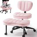 Cross Legged Office Chair, Ergonomic Cloud Criss Cross Desk Chair, Meditation Chair with Wheels, Height Adjustable Seat for ADHD, Wide Kneeling Chair with Back Support, Pink