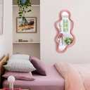 Wavy Mirror Wall Decor for Living Room Hallway,Light Pink,13.8x29.7