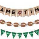 Football Burlap & Felt Banners - NO DIY 3pcs Football Banner Game Time Yard Line Hanging Decoration Sports Rustic Bunting Flag Photo Prop for Baby Shower Game Day Birthday Party Supplies (Score)