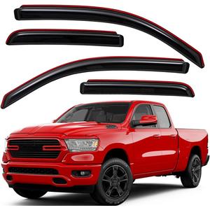 Lightronic Extra Durable Clip-on in-Channel Auto Vent Window Visor, Fits 2019-2025 Ram 1500 Quad Cab (Not Fit 1500 Classic Model), UV-Protect Rain Guard, Original Wind Deflector, Dark Smoke, 4-Pcs