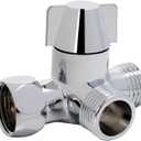 NearMoon Solid Brass G1/2" Shower Arm, 3-Way Diverter Valve for Handheld and Fixed Spray Head, Bathroom Component for Showerhead Combo T-Adapter (Movable Nut, Chrome Finish)