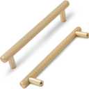 L&lonpa 10 Pack Anodized Gold Cabinet Pulls-5 inch/128mm Screw Spacing Knurled Cabinet Handles Hardware, Modern Style Drawer Pulls for Kitchen Cabinets Cupboard Bedroom Bathroom Dresser