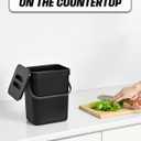 Countertop Compost Bin - 1.3 Gallons Hanging Small Trash Can with Lid for Kitchen Bathroom, Under Sink Kitchen Trash Can, Indoor Counter Compost Bucket with Lid, 5L(Black)