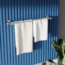 RUACQ Double Towel Bar, 24 Inch Towel Racks for Bathroom Wall Mounted, 304 Stainless Steel Bath Towel Rod with Square Base(Chrome)
