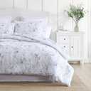 Laura Ashley - Queen Comforter Set, Soft Cotton Bedding with a Medium Weight for Year Round Use, Reversible 3 Piece Bed Set with Matching Pillowcases (Belinda Chambray Blue)