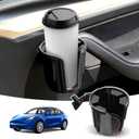 Shademax Car Cup Holder for Tesla Model Y 2020-2025 / Model 3 2017-2023 Accessories Left Side Door Cup Holder with Rubber Coaster Compatible with Yeti Ramblers 20/26/30oz, 2.95"-3.7" Cups & Bottles