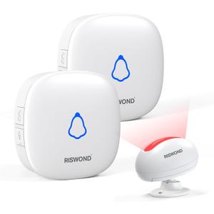 Wireless Motion Sensor Door Chime: Business Entry Doorbell Indoor Motion Detector Alarm Buzzer Store Entrance Alert Bell (1000Ft Range, 32 Tunes, 5 Level Volume) 1 sensors 2 Receiver