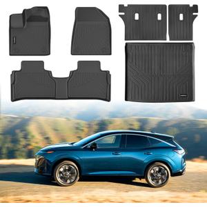 All Weather Car Floor Mats Cargo Liner with Backrest Mat for 2025 2026 Nissan Murano 2-Row, TPE Rubber Liners Full Set Automotive Mats for 2025 2026 Nissan Murano Accessories