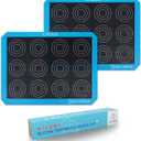 GUY DREAM Perforated Silicone Baking Mat 11-4/5" x 15-3/4" - 2PCs Choux Mat for Baking Cookie - Steaming Mesh For Half Size Cooking Sheet