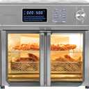 Kalorik MAXX Air Fryer Oven, 26 Quart 10-in-1 Countertop Toaster Oven & Air Fryer Combo - Fry, Bake, Roast, Rotisserie, & More, Large Glass French Doors & 9 Accessories, 1700-Watts, Stainless Steel