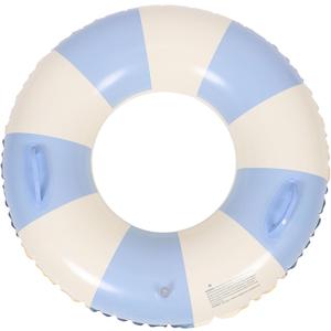 Inflatable Adult Water Float Ring with Double Handles 32 Inch Striped Swim Ring for Pool Beach and Outdoor Summer Fun