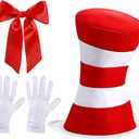 Cat in the Hat for Adults- Red and White Striped Felt Costume Hat - Character Hat for Halloween, Read Across America Day, Dress-Up, Cosplay