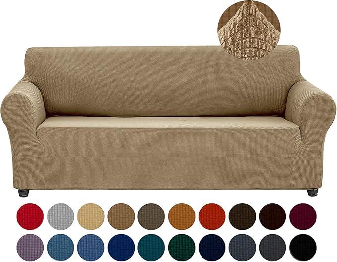 Joccun Stretch Couch Cover Slipcovers, 1-Piece Sofa Covers for 3 Cushion Couch Spandex Jacquard Washable Furniture Protector Cover for Living Room,Kids,Pets(Sofa) (Large78"-94")