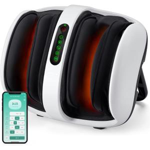 Nekteck Foot Shiatsu Massager for Circulation and Pain Relief, Smart Electric Massage Machine with Heat, Deep Kneading, Vibration for Feet, Calf, Arm Muscle Relax White (APP Control)