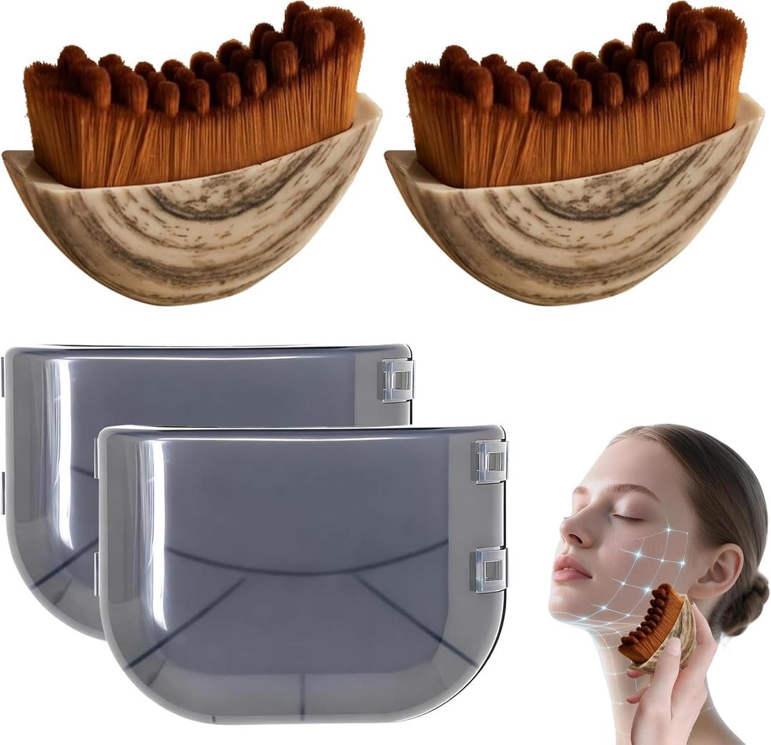 Lymphatic Contour Face Brush for Sculpting – Manual Facial Cleansing Brush for Dry Brushing & Exfoliating – Gentle-On-Skin Facial Massager for Jawline Toning
