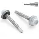 #10 x 1-1/ 2 in Self-Drilling Metal Roofing Screws, Sheet Metal Roof Screw, EPDM Washer, White Hex Head, with Hex Driver Bit (3LBs, 238Pcs)