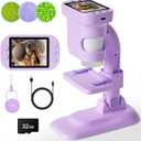 Kids Microscope - Mini Handheld Microscope for Kids, Portable Pocket Digital Toys for Girls Boys Birthday (Purple)