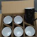 AmorArc Large Coffee Mugs Set of 6, 20oz Ceramic Tall Coffee Mugs Set with Textured Geometric Patterns for Latte/Tea/Beer/Hot Cocoa, Dishwasher & Microwave Safe, Black