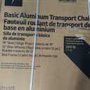 Medline Lightweight Foldable Transport Wheelchair with Handbrakes and 12-Inch Wheels, Red Frame, Black Upholstery