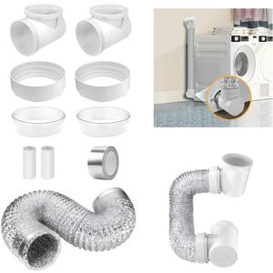 90 Degree Dryer Vent Connector Kit with Dryer Hose, Space Saving Dryer Vent Elbow for 4 Inch Tubes, Clothes Dryer Vent Connector Elbow Kit, for Tight Space