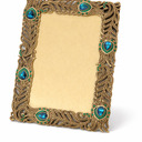 Sunlit Vintage Picture Frame 5x7 Inch, Luxury Antique Photo Frames with Glass Front, Photo Display, Tabletop Wall Hanging, Gift Ideas, Gold and Blue