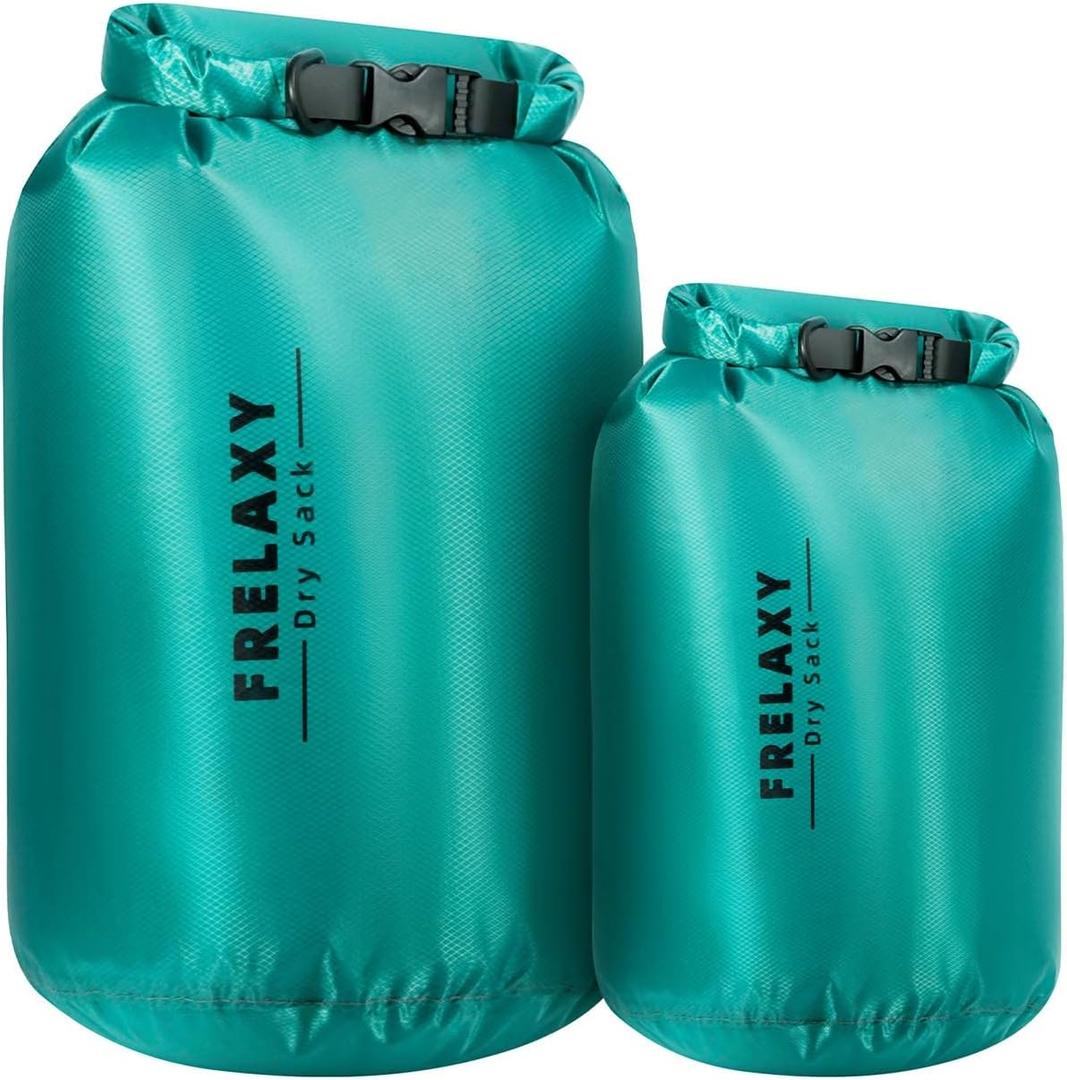 Frelaxy Waterproof Dry Bag 2 Pack/3 Pack, Lightweight Portable Dry Bags, 5L & 15L & 25L Durable Dry Sack Set Keep Gear Dry for Hiking, Camping, Boating, Backpacking, Kayaking (2 Pack - Turquoise)