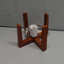 KUNJOULAM Modern Table Lamps, Nightstand Lamp with Linen Fabric Shade Brown Wooden Base, 13.9" Cylinder Bedside Table Lamp for Bedroom, Cafe, Living Room Home Decor