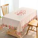 Hafangry Happy Mother's Day Tablecloth Pink Love Heart Floral I Love Mom Holiday Decoration Stripes Kitchen Dining Room Home Decor-60×84inch