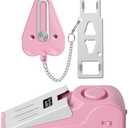 Portable Door Lock & Door Stop Alarm Set, Dual Protection Home Security Door Kit, Travel Hotel Door Lock Devices Pocket Self Defensey Tools for Traveling Hotel Home Apartment,Pink