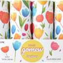 Car Tissue Holder (4 PK) - 50 3-Ply Tissues per Cylinder, Fits Car Cup Holders, Portable Travel Tubes Box Container, Tulip Design, Round Tissue Container for Car Accessories
