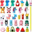 Marspark 30 Pieces Pencil Toppers Animal Pencil Toppers Bulk Dinosaur Christmas Tree Pen Top Charms Decorations Clips for Games Prizes Xmas Party Favors Office Rewards(Mixed Style)