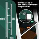Integrated Bunk Bed Ladder with 57"-61" Height Range, RV Bunk Ladder with 1.2" Hooks,Anti-Slip Step,300lbs Heavy-Duty, Easy to Clean, Setp Ladder for 55"-59" H Bunk Beds, Dorms and Kids' Rooms