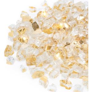 Stanbroil 10-Pound Fire Glass - 1/2 inch Reflective Tempered Fire Glass for Fireplace Fire Pit, Gold Reflective
