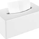 Y-in Hand Tissue Box Cover, Rectangular Facial Tissue Holder with Bottom, Decorative Storage Box for Bathroom Vanity, Countertops, Dressers, Night Stand, Car, RV, Parlors and Offices - White