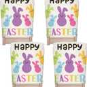 Whaline 4 Pcs Happy Easter Bunny Chair Covers Cute Colorful Rabbit Seat Cover Spring Holiday Washable Dining Chair Slipcovers Protector for Birthday Party Dinning Table Home Kitchen Decor