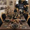 KIRE 100PCS Black and Gold Plates - Black Plastic Plates Disposable with Gold Rim Include 50Pcs 10.25inch Dinner Plate and 50Pcs 7.5inch Dessert/Salad Plate for Party/Wedding/Birthday/Graduation