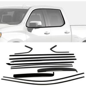 Stainless Steel Window Trim Chrome Delete for Silverado Sierra 1500 Crew Cab 2019-2025 Black Window Trim Blackout Kit