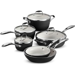 Tramontina Ceramica Deluxe 10-Piece Cookware Set with Lids, Ceramic Non Stick Pots and Pans Kitchen Set, Oven-Safe, Metallic Black