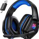 Tatybo Wireless Gaming Headset for PC, Ps5, Ps4, 2.4 Ghz USB & Type-C Gaming Headphones with Microphone, 30H Battery Bluetooth Headphones for Switch, Laptop, Mobile, Mac (Black Blue)