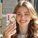 TEECOVER for Samsung Galaxy S25 Case, Heavy-Duty Shockproof Full Protection Hard Plastic Bumper + Soft Silicone Rubber Protective Case for Galaxy S25 6.2-Inch, Rose Gold Flowers